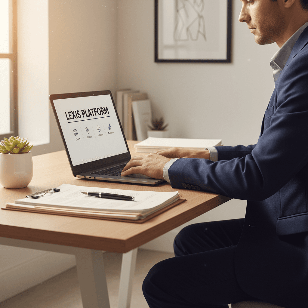 Legal professional answering phone at desk